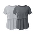thumbnail image 2 of Vêtements de Grossesse Offres de l'Action de Grâce Liquidation Été Vêtements de Maternité pour Femmes Col Rond Manches Courtes Volants Pli Hauts de Grossesse, 2 of 5