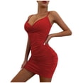 thumbnail image 2 of Pisexur Robes Femmes Belle Robe d'Été pour Femmes Mode d'Été Robe Aguichant à Col en V Rouge,G, 2 of 9