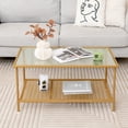 thumbnail image 2 of Costway 2-Tier Coffee Table with Shelf with Tempered Glass Top & Metal Frame Living Room, 2 of 10