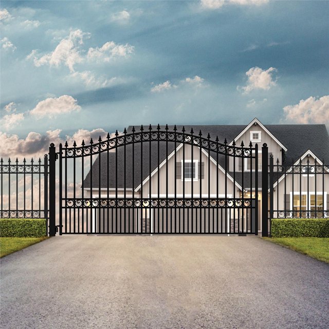 ALEKO London Style Ornamental Iron Wrought Single Swing 18' Driveway Gate