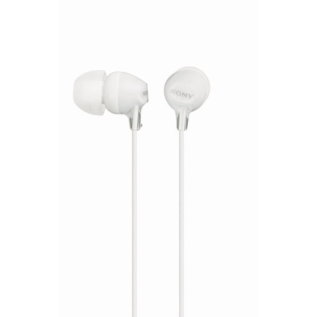 SONY Écouteurs-boutons de la Série Fashion Color Ex en Blanc avec Conception Filaire, Écouteurs Hybrides en silicone pour un Confort Durable, Haut-Parleurs Dôme de 9 mm avec Aimants en Néodyme Offrant des Aigus Clairs et des Basses Puissantes, et un Cordon de Type Y Sans Enchevêtrement avec Glissière.