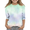 thumbnail image 1 of MeetoTime Haut à Manches 3/4 pour Enfants Décontracté Imprimé Teinture sur Nœuds Col Rond Pull de Base pour Garçons Filles 3-14 Ans Vêtements pour Enfants, 1 of 4