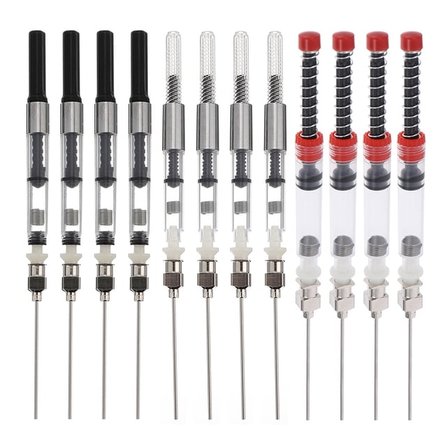 DLY Remplisseur d'Encre pour Stylo-Plume, Acier Inoxydable et Plastique, Argent, Noir, Rouge, 12 Unités