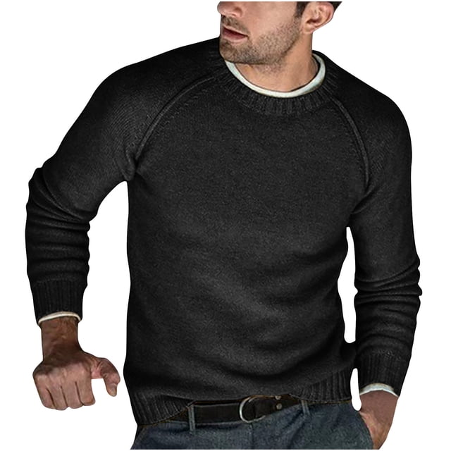 Birdeem Chandail en Tricot pour Hommes à Col Rond, Chandail Décontracté Uni, Chandail de Base