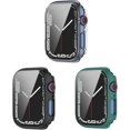 thumbnail image 1 of KOMI Case Compatible with Apple Watch Series 8 7 45mm PC with Tempered Glass Screen Protector,3Pack Full Coverage Ultra-Thin HD Clear Protective Cover for iWatch S7(45mm, Clear/Black/Green), 1 of 5