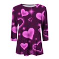 thumbnail image 3 of Chemises de la Saint-Valentin pour Femmes Tendance 2025 Imprimé Cœur Mignon Tunique Grande Taille Décontractée Été Manches 3/4 Blouses Col Rond Décontracté Saint-Valentin Imprimé Amour T-Shirt Manches Trois-Quarts, 3 of 3