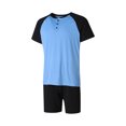 thumbnail image 3 of Opperiaya Men?s Contrast Color Short Sleeve Tops and Shorts Pajamas Sets, 3 of 9