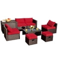 thumbnail image 2 of Costway Ensemble de Mobilier de Terrasse en Rotin 8 Pcs Rangement Peu Encombrant Coussin Housse Rouge, 2 of 10