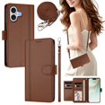 thumbnail image 2 of iPhone 17 Leather Wallet Case, Book Style Cover with Tab Closure, Brown, 2 of 6