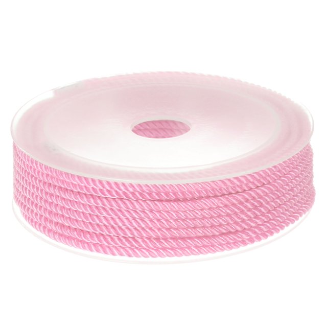 Unique Bargains Twisted Nylon Twine Thread Beading Cord 3mm 7M/23 Feet Extra Strong Braided Nylon String, Pink