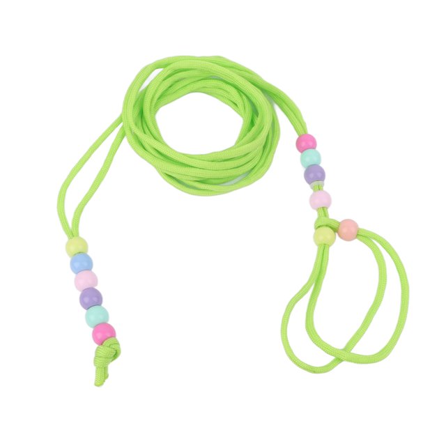 Laisse pour Petit Animal, Conception Ajustable avec Perles Portables, Laisse de Traction pour Reptile à Haute Résistance en Corde de polyester durable de Couleur Vert Vif avec Perles Multicolores. Idéale pour la Marche des Animaux de Compagnie, Convient aux Lézards, hamsters, Cochons d'Inde et chinchillas.