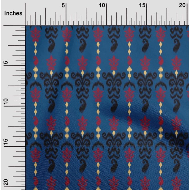 oneOone Tissu en Viscose Chiffon Rayé & Paisley Imprimé Ikat 42 Pouces de Large