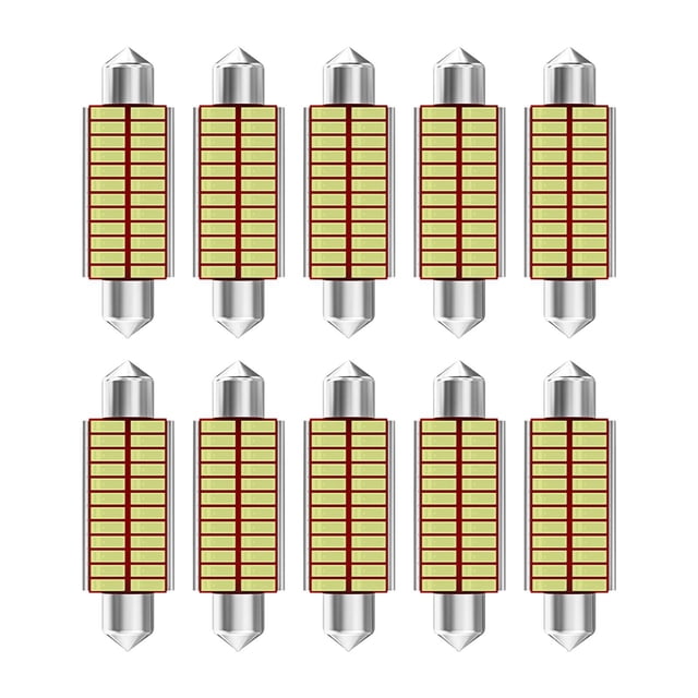 jinwen 10Pcs Car Interior Light Trunk Light Accessories Map Light Dome Light Bulbs 41mm
