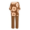 thumbnail image 5 of Ensembles de Détente d'Été pour Femmes Ensemble d'Été Imprimé Manches Courtes Col Rond Hauts+pantalon à Double Poche Ensemble Ensembles Grande Taille en Liquidation, 5 of 5