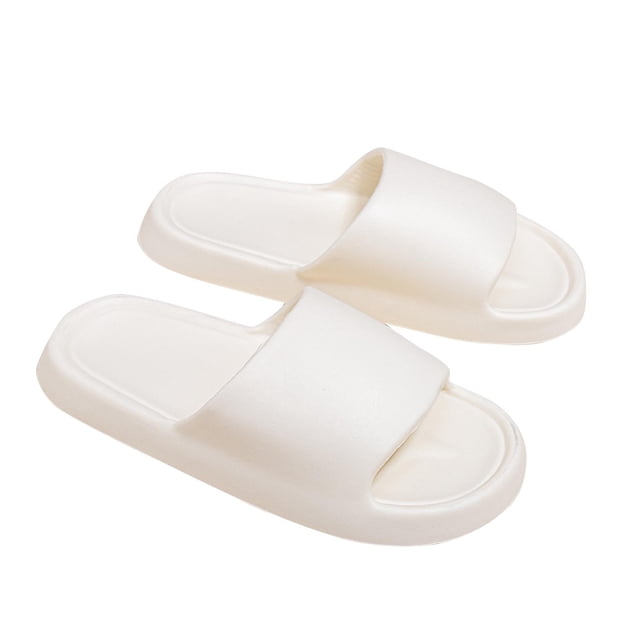 Mens and Womens Home Slippers Simplicity Solid Color Quick Drying Soft Sole Comfortable Non-Slip Indoor and Outdoor EVA Slippers White-03