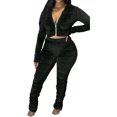 thumbnail image 1 of Honganda Slim Pleated Zipper Hooded Top and Pants Two-piece Suit, 1 of 6