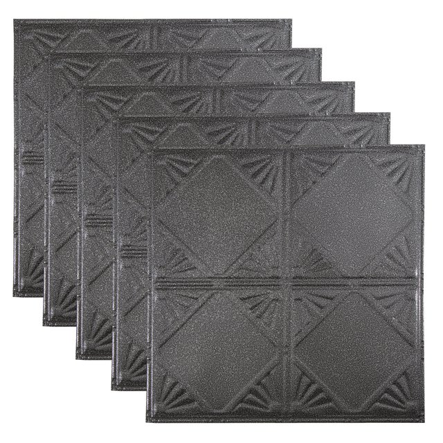 Great Lakes Tin Erie Pewter 2ft x 2ft Nail Up Ceiling Tiles (5 Pack)