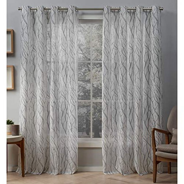 Exclusive Home Rideaux Oakdale Transparents à Oeillets, Paire de Panneaux, Gris Dove, 54x96, 2 Pcs