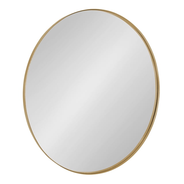 Kate and Laurel Rollo Round Framed Wall Mirror, Gold 28" Diameter