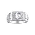 thumbnail image 1 of RYLOS Men's Ring 14K White Gold Ring, 7MM Round Shape Gemstone Designer Style Rings White Topaz April Birthstone Rings Gold Size 9, 1 of 7