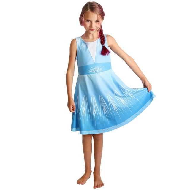 Elsa 2 Robe de Princesse Déguisement Reine pour Filles Sans Manches Flocon de Neige Imprimé Cosplay Fête de Neige Robe de Princesse