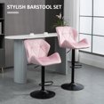 thumbnail image 4 of HOMCOM Velvet-Touch Bar Stool Set of 2 Fabric Adjustable Height Swivel Seat, 4 of 10