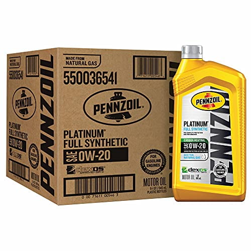 Pennzoil Platinum Full Synthetic 0W-20 Motor Oil (1-Quart, Case of 6)
