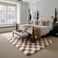 thumbnail image 4 of BERTHMEER 6'x9' Shag Area Rugs for Living Room Bedroom Contemporary Fuzzy Geometric Modern Fluffy Plush Washable Indoor Rugs Carpets Tapis，Brown White, 4 of 7