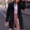 thumbnail image 4 of Ladies Casual Fashion Solid Color Faux Plush Warm Jacket Coat, 4 of 6