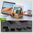 thumbnail image 4 of Pezin & Hulin Bamboo Charging Stations, Cell Phone Organizer for Multiple Devices, Tablets, Smart Watch, Included 5 Port USB Charger, Pack 5 Cables, 4 of 7