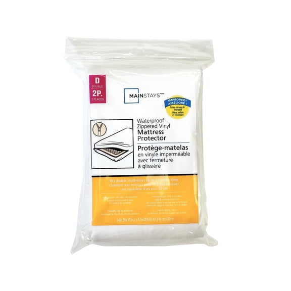 Mainstays Waterproof Zippered Vinyl Mattress Protector-Twin Size,Double Size,Queen Size
