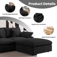 thumbnail image 4 of The Magic Home Canapé Sectionnel Modulaire en L en Lin avec Ottoman, Noir, 4 of 12