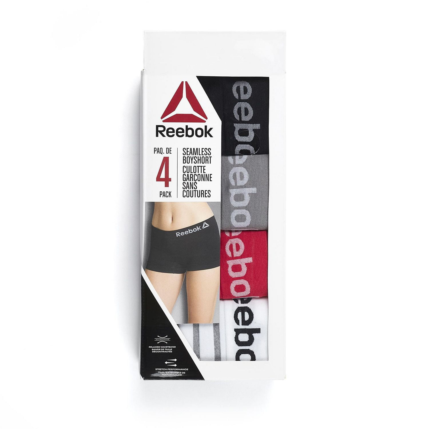 Paq. de 4 culottes garçonnes sans coutures Reebok pour dames