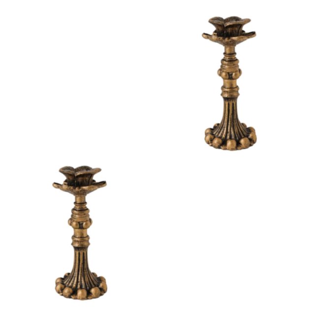Thinsony Pillar Candle Holder Candlelight Home Decor Party for Dining Christmas Bronze Type C 2Set