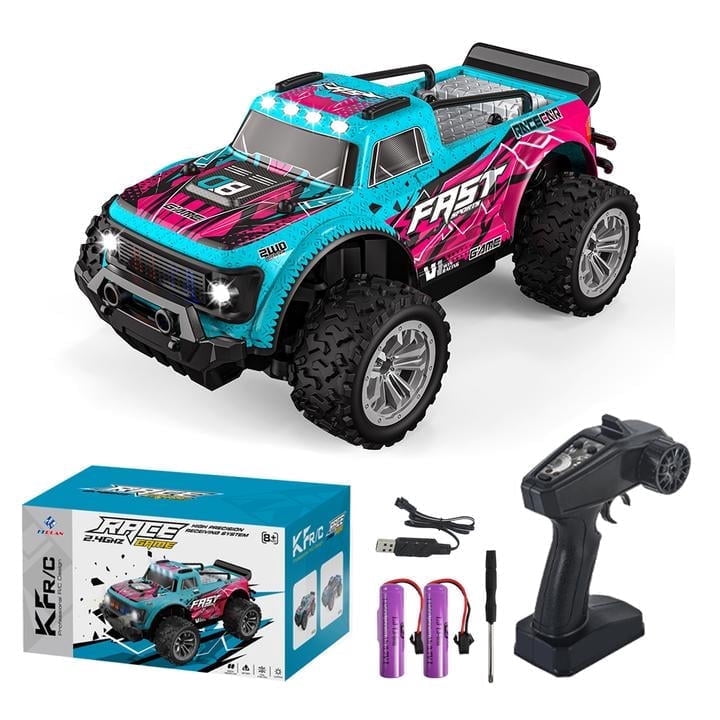 Bruce&Shark KF23 1:20 Remote Control Car, 2WD Off-Road RC Truck with 2 Rechargeable Batteries, 2.4Ghz, LED Lights, Spring Suspension, for Racing & All Terrain