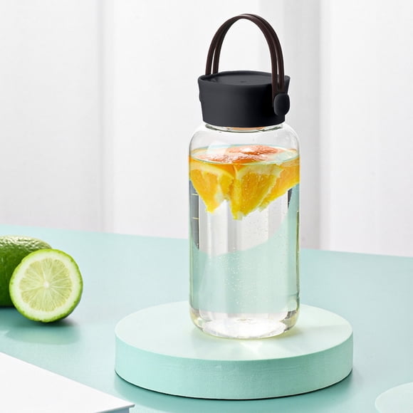 Transparent Plastic Sports Water Bottle | 450mL Capacity | Portable with Handle & Strap | Dishwasher Safe | For Outdoor, Camping, Gym | Black, Pink, Green, Yellow
