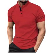 Cfhntfmh Henley Chemises Bouton d'été Léger Stretch Entraînement T Chemise à manches courtes Casual Basic Henley Tee pour homme