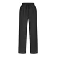 thumbnail image 5 of Womens Casual Linen Pants Straight Leg Drawstring Elastic High Waist Loose Comfy Trousers with Pockets, 5 of 5