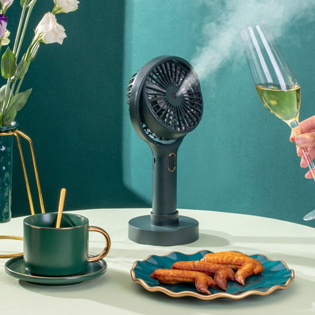 Dvkptbk Portable Handheld Misting Fan, Rechargeable Mis-ter Fan with Nightlight, Battery Operated Spray Water Mist Fan, for Travel, Outdoors, Hiking, Camping