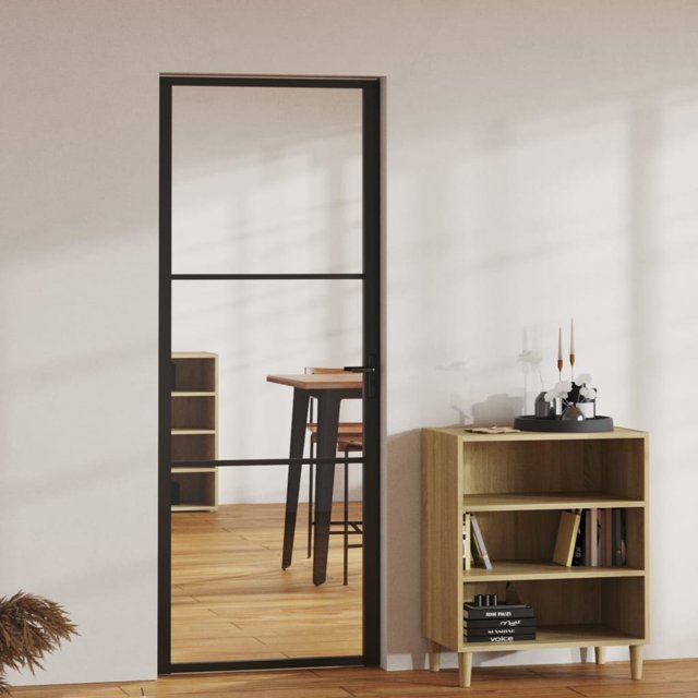 vidaXL Porte Intérieure ESG Verre et Aluminium 76x201,5 cm Noir