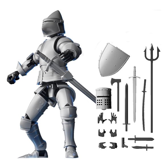 Figurine Articulée de Chevalier d'Armure avec Accessoires Articulations Mobiles Modèle de Robot Guerrier Médiéval Magnétique Jouet Anti-Stress Mannequin Articulé Décoration