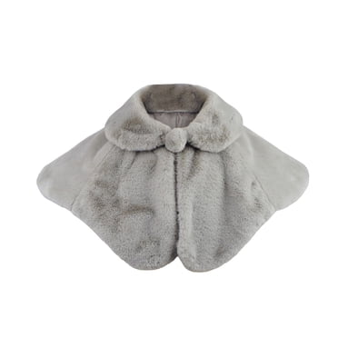 2025 Kids Girls Faux Fur Princess Shawl Wraps Girls Coat Jacket Flower Cape Wedding Party Dress Gray