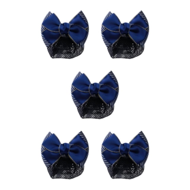 Transemion Wide Application Bow Work Hair Clips Snood Net For Stylish And Convenient Good Gifts Cloth Bowknot Hair Clip Hairnets Thick stripes-gold 5Set
