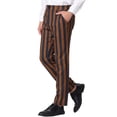 thumbnail image 4 of INSPIRE CHIC Pantalon Habillé à Rayures pour Homme d'Halloween Coupe Classique devant Plat Pantalon Habillé Décontracté 30 Brun Marine, 4 of 7