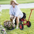 thumbnail image 2 of Costway Chariot de Jardin Roulant Siège de Travail de Jardinage Extérieur avec Hauteur Réglable et Rangement pour Outils Rouge, 2 of 10