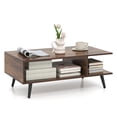 thumbnail image 1 of Gymax 2-Tier Coffee Table w/ Compartments & Metal Legs Rectangle Tea Cocktail Table Coffee, 1 of 10