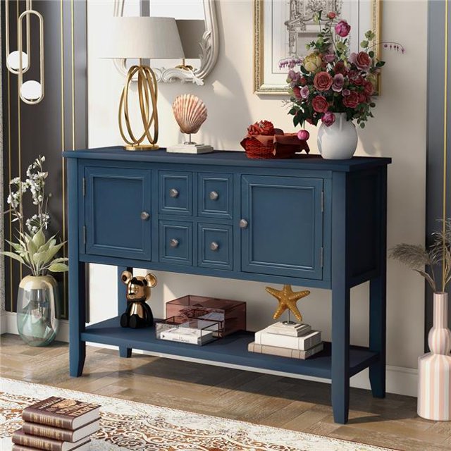 Direct Wicker UBS-WF190263AAH Buffet Console avec Étagère Inférieure, Armoire de Rangement pour Salon (Marine Clair)