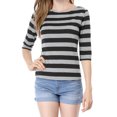 thumbnail image 1 of INSPIRE CHIC T-Shirt Décontracté Imprimé pour Femmes à Manches au Coude et Col Rond, 1 of 7