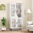 thumbnail image 2 of Costway Kitchen Pantry Cabinet with Translucent Fluted Doors & Adjustable Shelf, 2 of 10