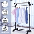 thumbnail image 4 of SortWise Expandable Rolling Clothing Rack, Mobile Adjustable Garment Rack Clothes Shelf Organizer with Top and Bottom Shelves, 4 of 9